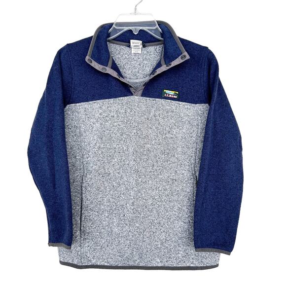 LL Bean Gray Blue Quarter Snap Sweater Sz L 14-16 Kids - Picture 7 of 7